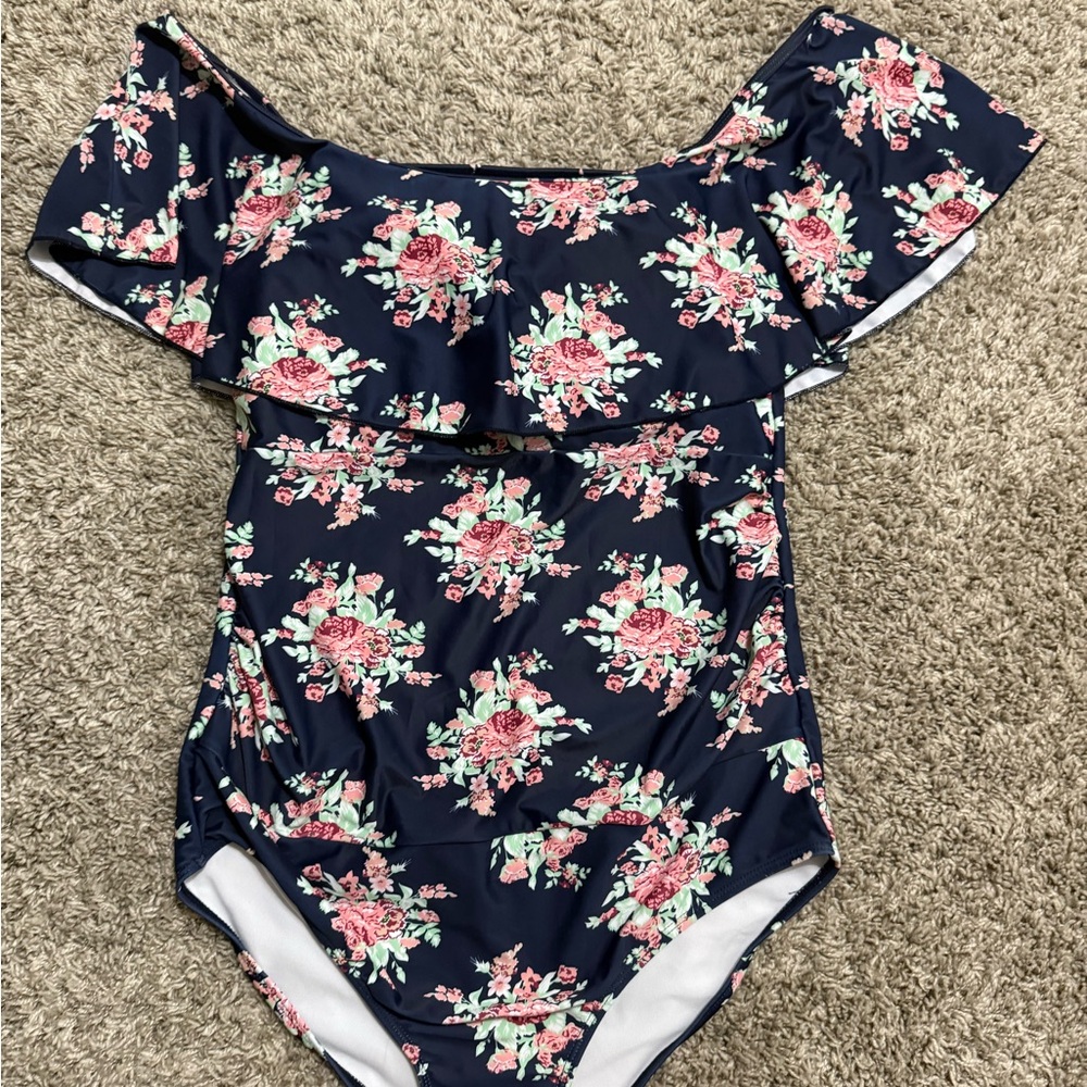 Floral Off-Shoulder Swimsuit LARGE